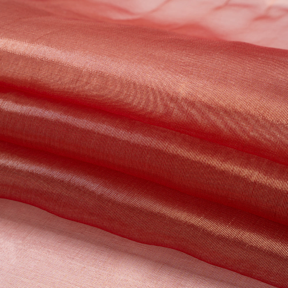 Metallic Silk Organza - Wine and Gold Folded