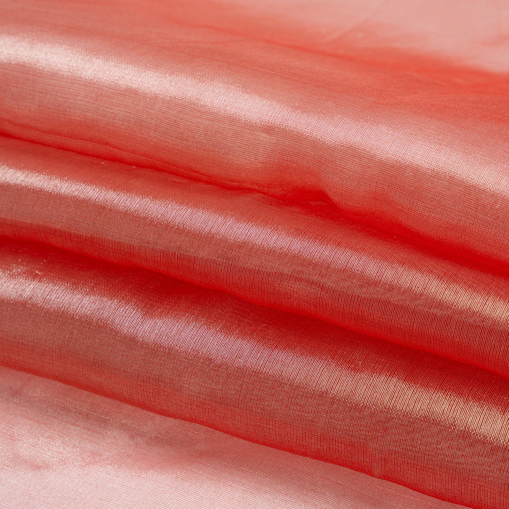 Metallic Silk Organza - Red and Silver Folded