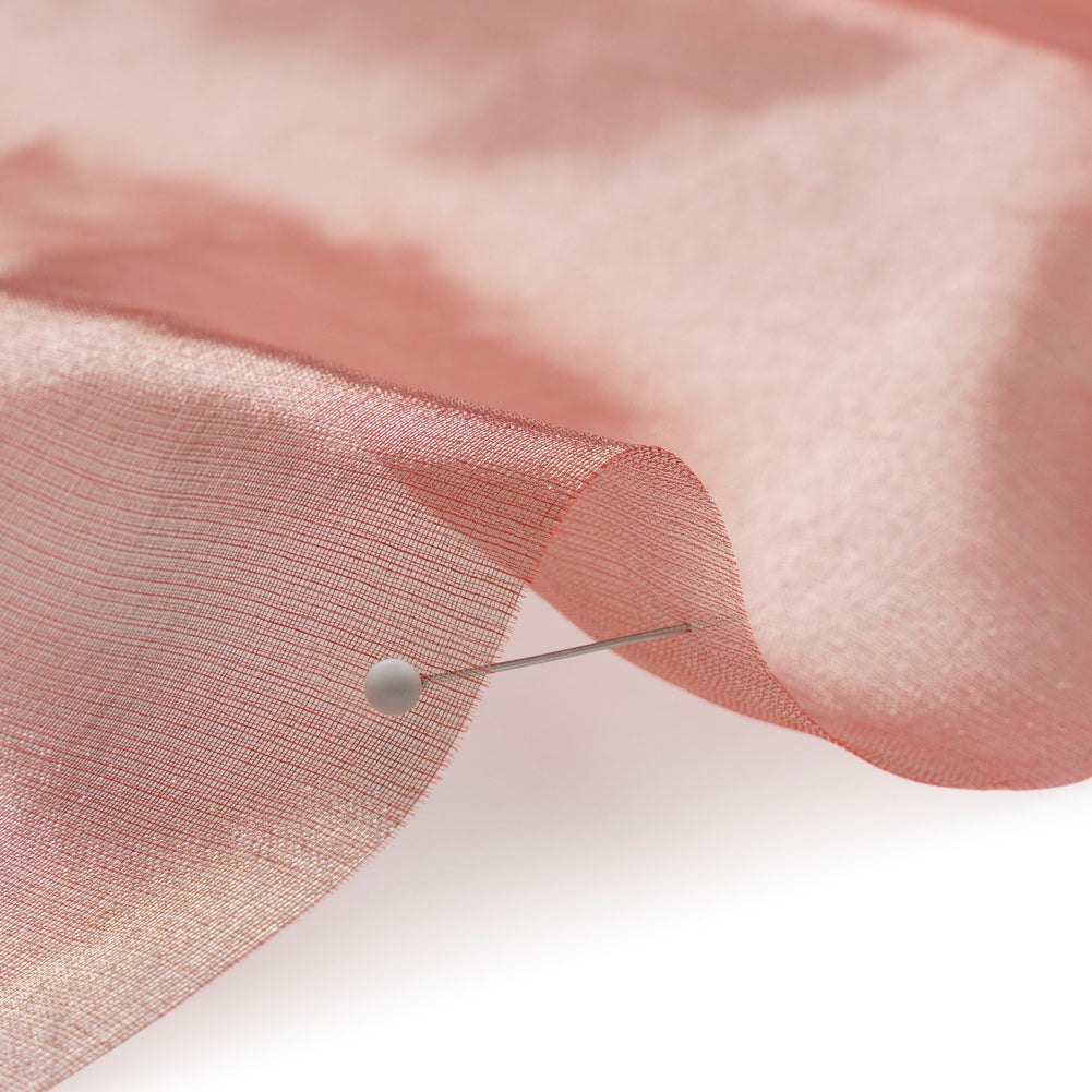 Metallic Silk Organza - Red and Silver Detail