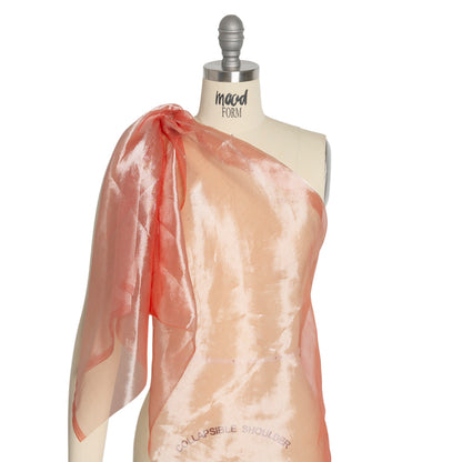 Metallic Silk Organza - Red and Silver Drape