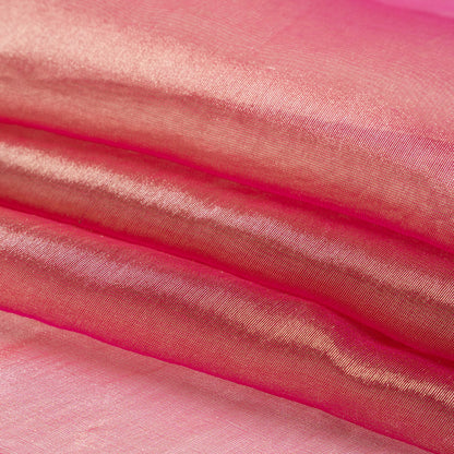 Metallic Silk Organza - Fuchsia and Gold Folded