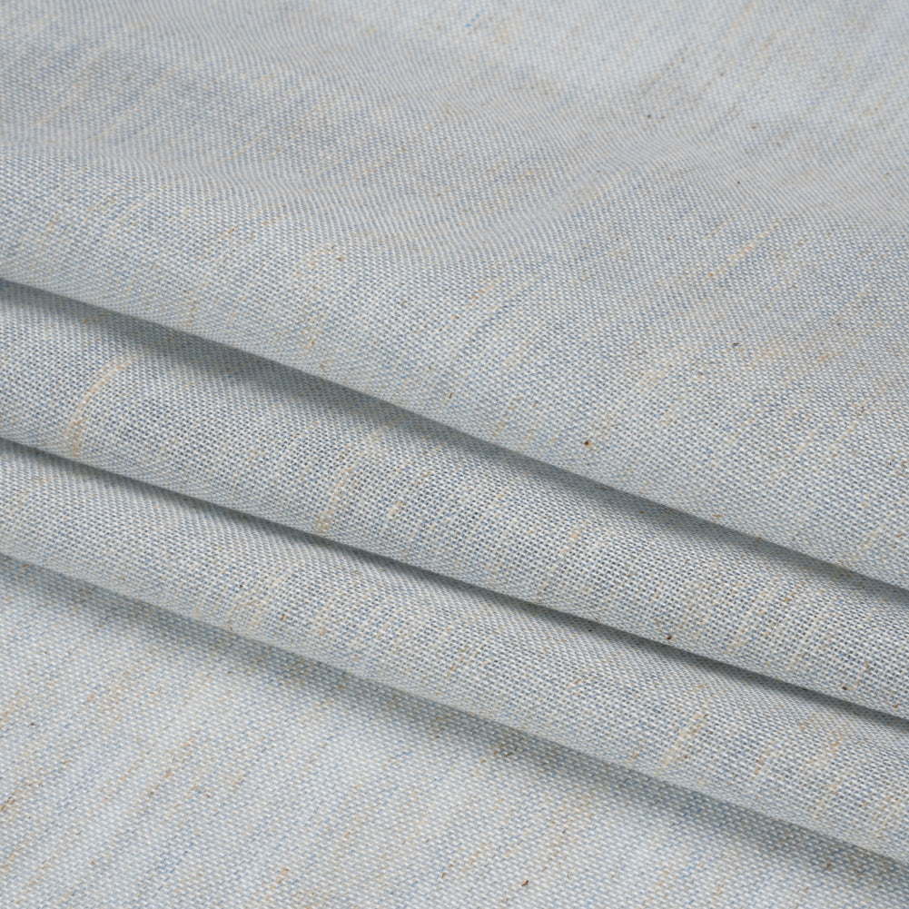 Baby Blue and Beige Heathered Lightweight Linen Blend Woven Folded