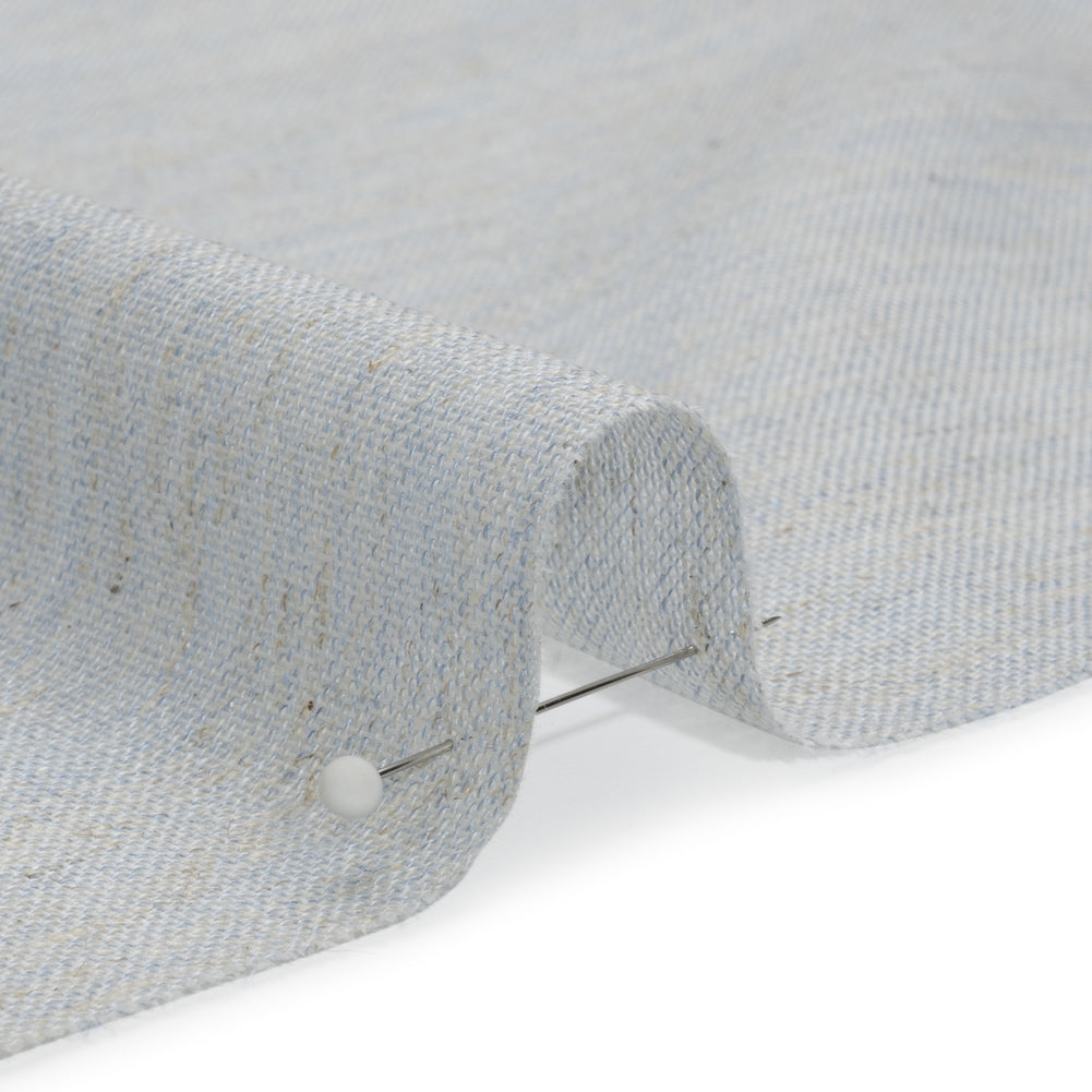 Baby Blue and Beige Heathered Lightweight Linen Blend Woven Detail