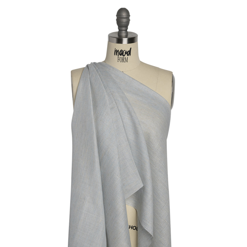 Baby Blue and Beige Heathered Lightweight Linen Blend Woven Drape