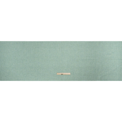 Grass Green, Blue and White Plaid Medium Weight Linen Woven Full