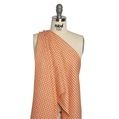 Orange, Yellow and White Plaid Medium Weight Linen Woven Drape