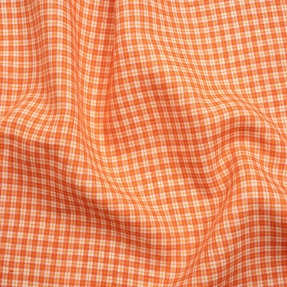 Orange, Yellow and White Plaid Medium Weight Linen Woven