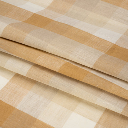 Beige and Cream Checkered Lightweight Linen Woven Folded