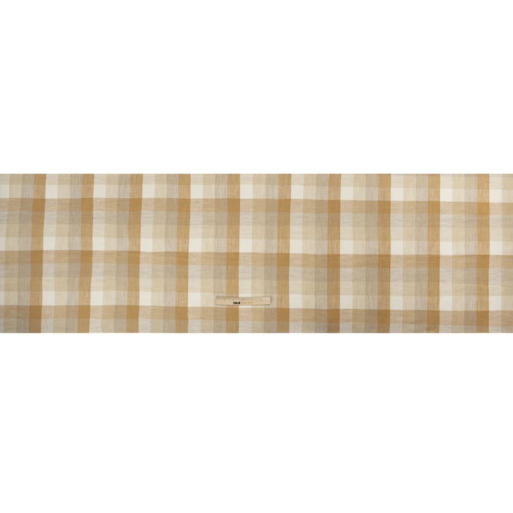 Beige and Cream Checkered Lightweight Linen Woven Full
