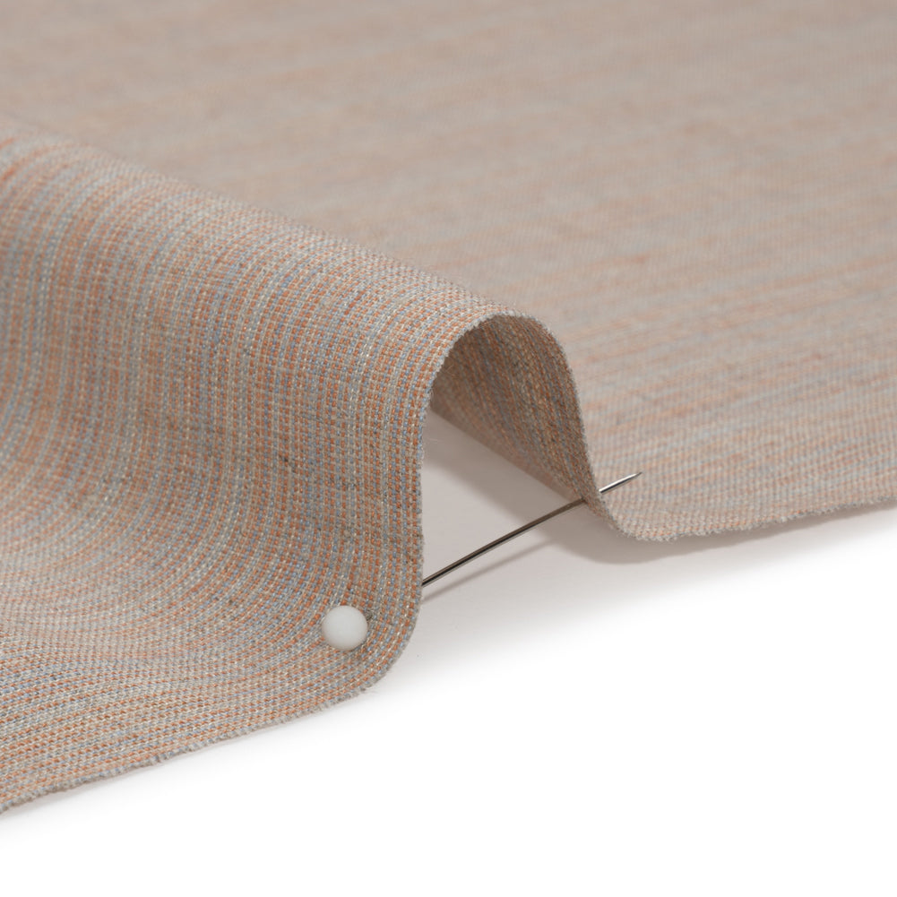 Blue, Red and Yellow Striated Lightweight Linen Woven Detail