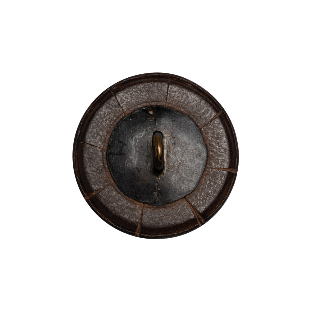 Italian Brown Flat Top Leather Shank Back Button - 36L/23mm Detail