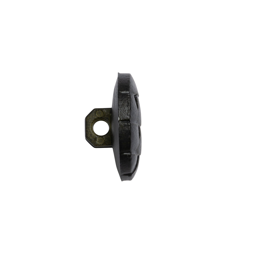 Italian Dark Olive Geometric Engraved Shank Back Plastic Button - 28L/18mm Folded