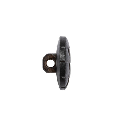 Italian Dark Brown Geometric Engraved Shank Back Plastic Button - 28L/18mm Folded
