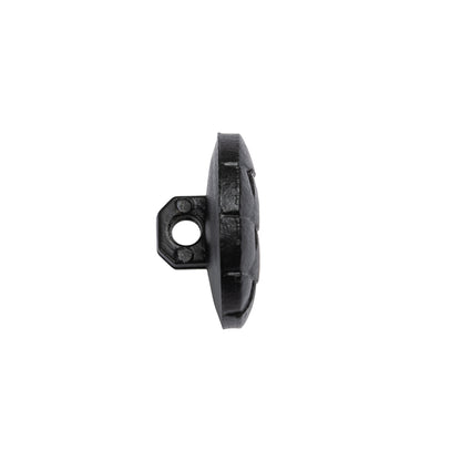 Italian Black Geometric Engraved Shank Back Plastic Button - 28L/18mm Folded