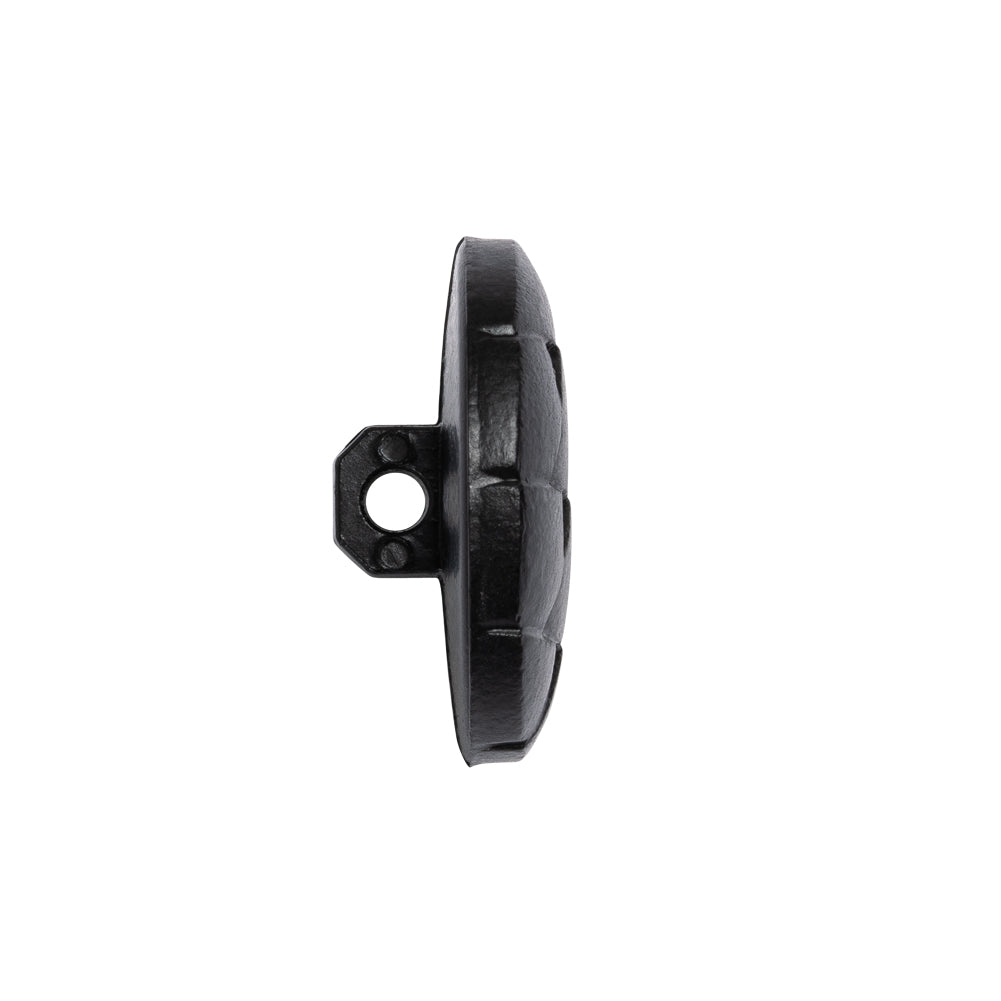 Italian Black Geometric Engraved Shank Back Plastic Button - 36L/23mm Folded