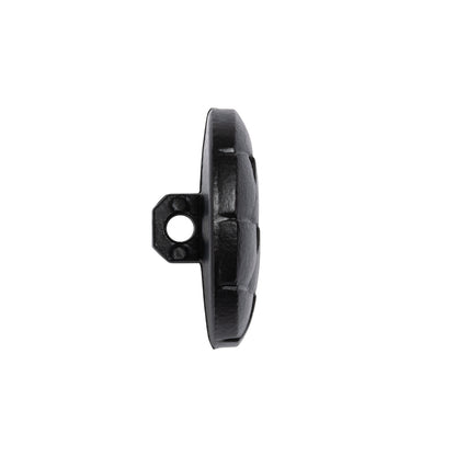 Italian Black Geometric Engraved Shank Back Plastic Button - 36L/23mm Folded