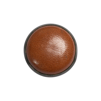 Light Brown and Gunmetal Domed Leather Shank Back Button - 36L/23mm