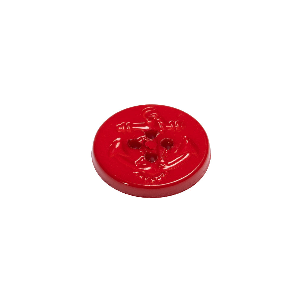 Red Anchor Plastic 4-Hole Button - 24L/15mm Folded