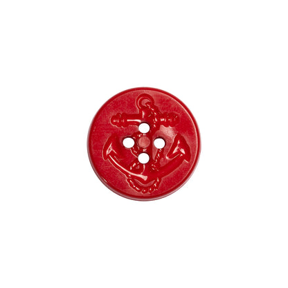 Red Anchor Plastic 4-Hole Button - 24L/15mm