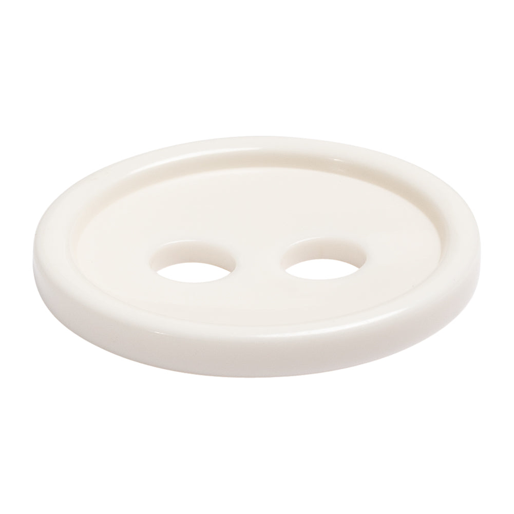 White Plastic 2-Hole Button - 60L/38mm Folded
