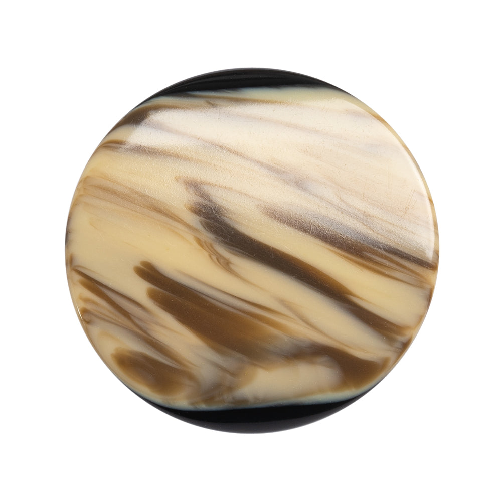 Black, Ivory and Brown Marbled Plastic Shank Back Button - 45L/29mm