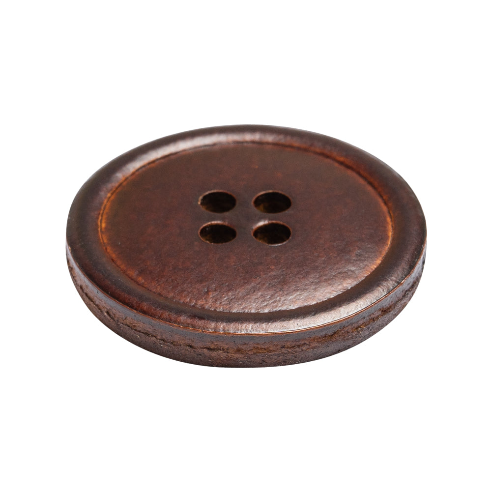 Red Brown Leather 4-Hole Button - 44L/28mm Folded
