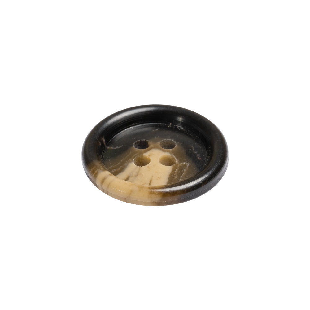 Black and Ivory Swirled Plastic 4-Hole Button - 32L/20mm Folded