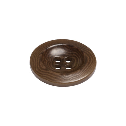 Brown Wood Grain Dish Shaped Plastic 4-Hole Button - 36L/23mm Folded