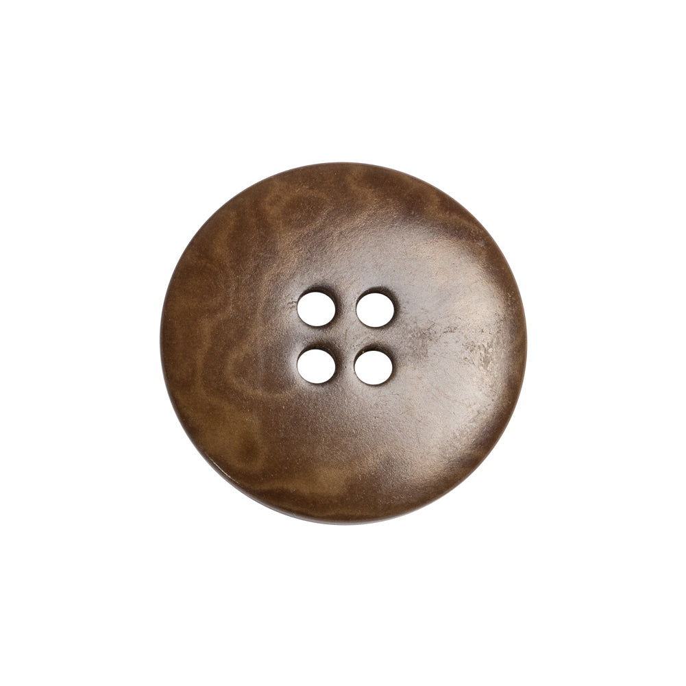 Brown Wood Grain Dish Shaped Plastic 4-Hole Button - 36L/23mm Detail