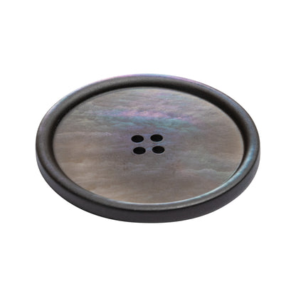 Iridescent Blue Narrow Rim 4-Hole Shell Button - 48L/30.5mm Folded