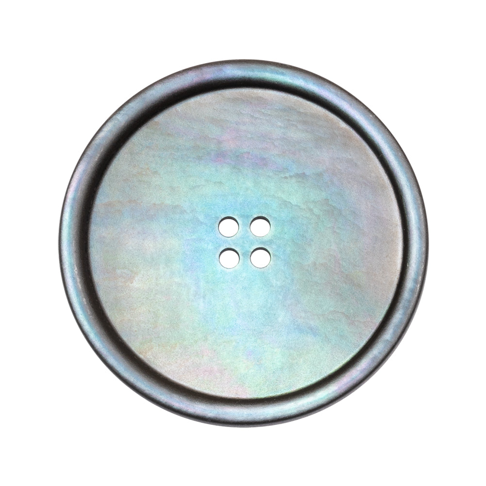 Iridescent Blue Narrow Rim 4-Hole Shell Button - 48L/30.5mm