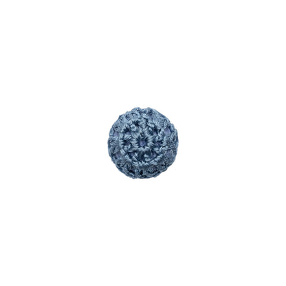 French Blue Crochet Fabric Covered Shank Back Button - 16L/10mm