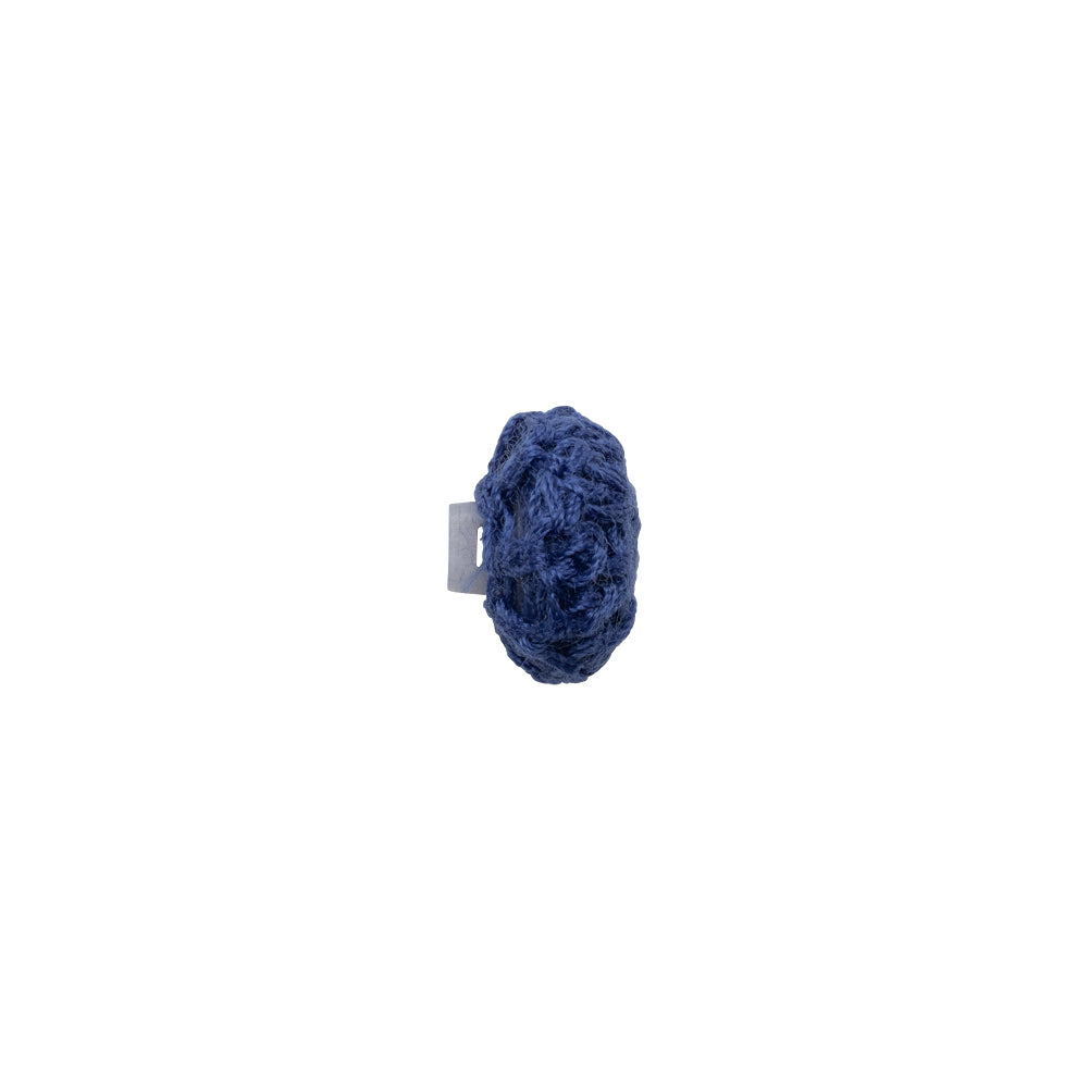 Matte Blue Crochet Fabric Covered Shank Back Button - 16L/10mm Folded