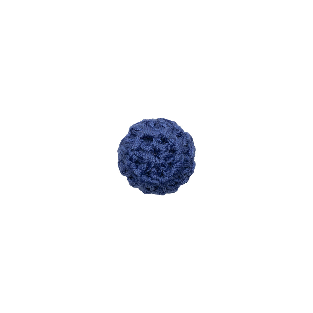 Matte Blue Crochet Fabric Covered Shank Back Button - 16L/10mm