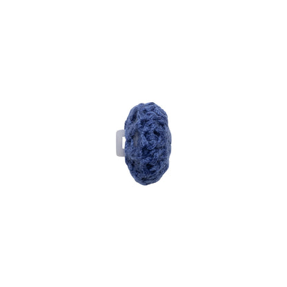 Matte Blue Crochet Fabric Covered Shank Back Button - 18L/11.5mm Folded
