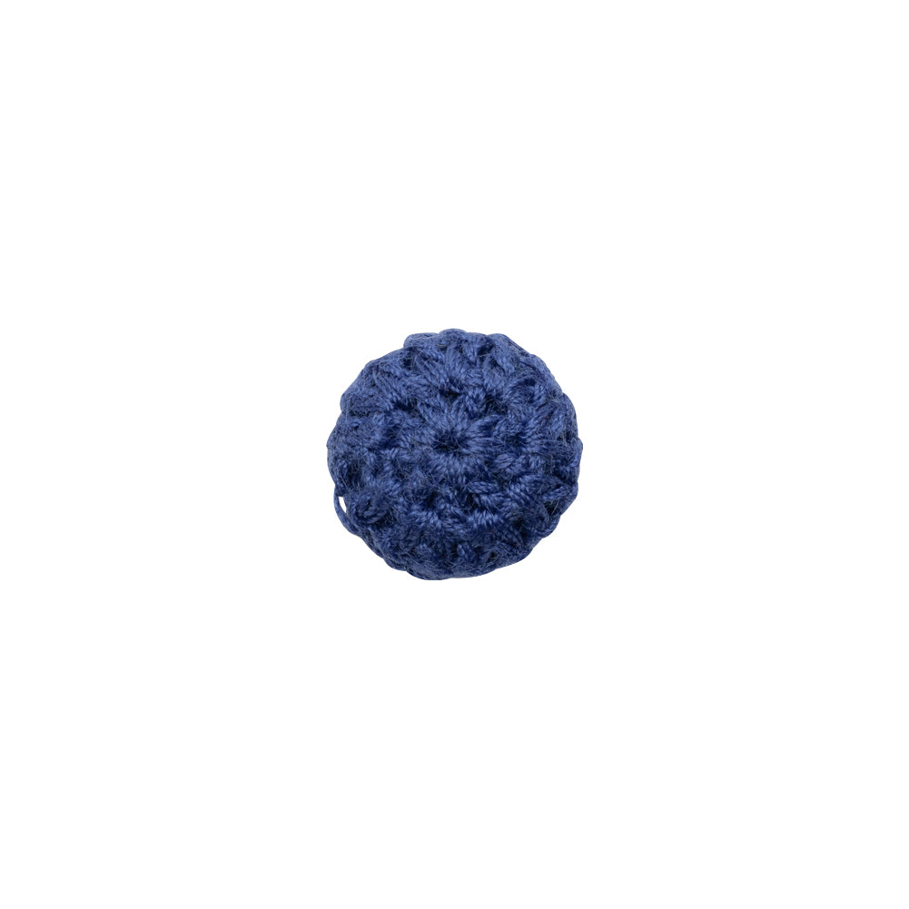 Matte Blue Crochet Fabric Covered Shank Back Button - 18L/11.5mm