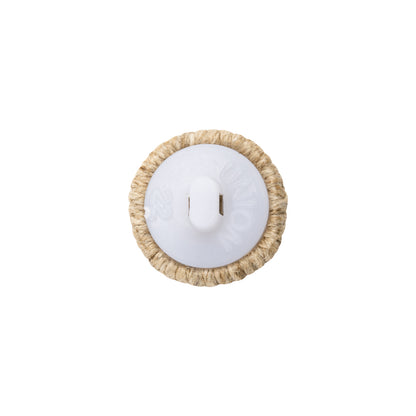 Natural Herringbone Thread Covered Shank Back Button - 24L/15mm Detail