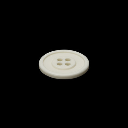 Off White Raised Center and Rim Plastic 4-Hole Button - 24L/15mm Folded