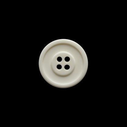 Off White Raised Center and Rim Plastic 4-Hole Button - 24L/15mm
