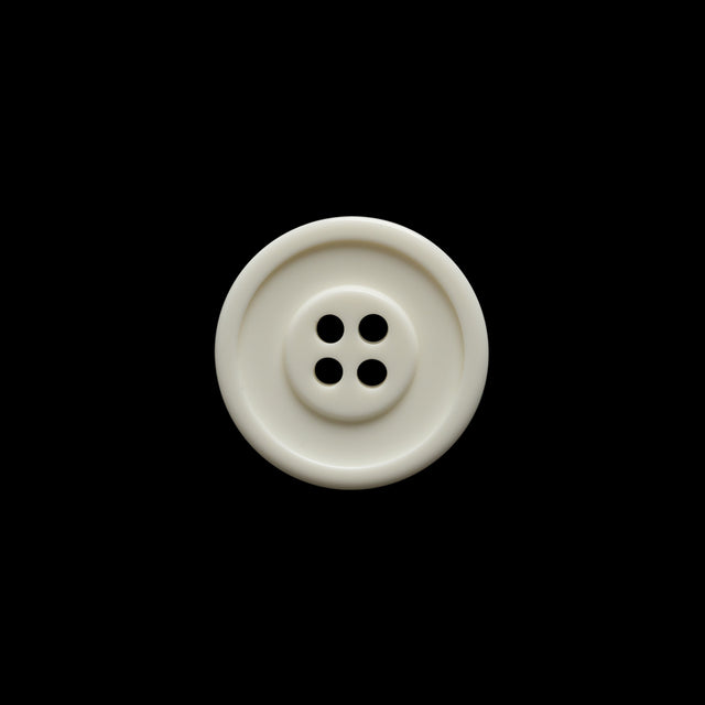 Off White Raised Center and Rim Plastic 4-Hole Button - 24L/15mm