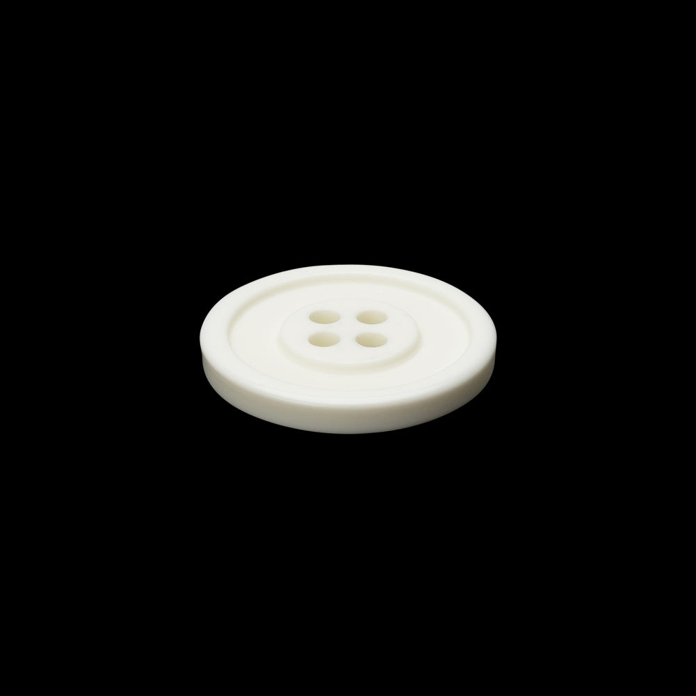 Off White Raised Center and Rim Plastic 4-Hole Button - 28L/18mm Folded