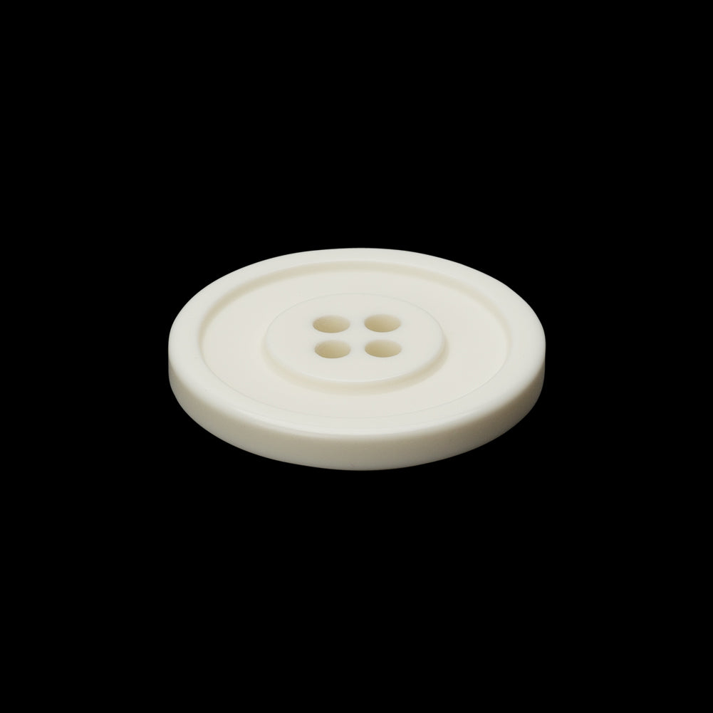 Off White Raised Center and Rim Plastic 4-Hole Button - 36L/23mm Folded