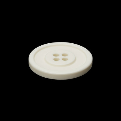 Off White Raised Center and Rim Plastic 4-Hole Button - 36L/23mm Folded