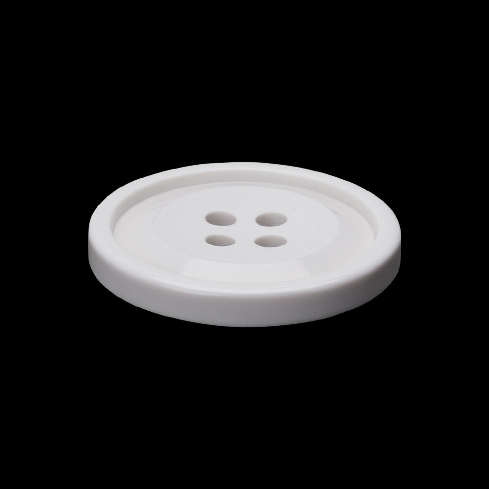 Pale Gray Raised Center and Rim Plastic 4-Hole Button - 40L/25.5mm Folded