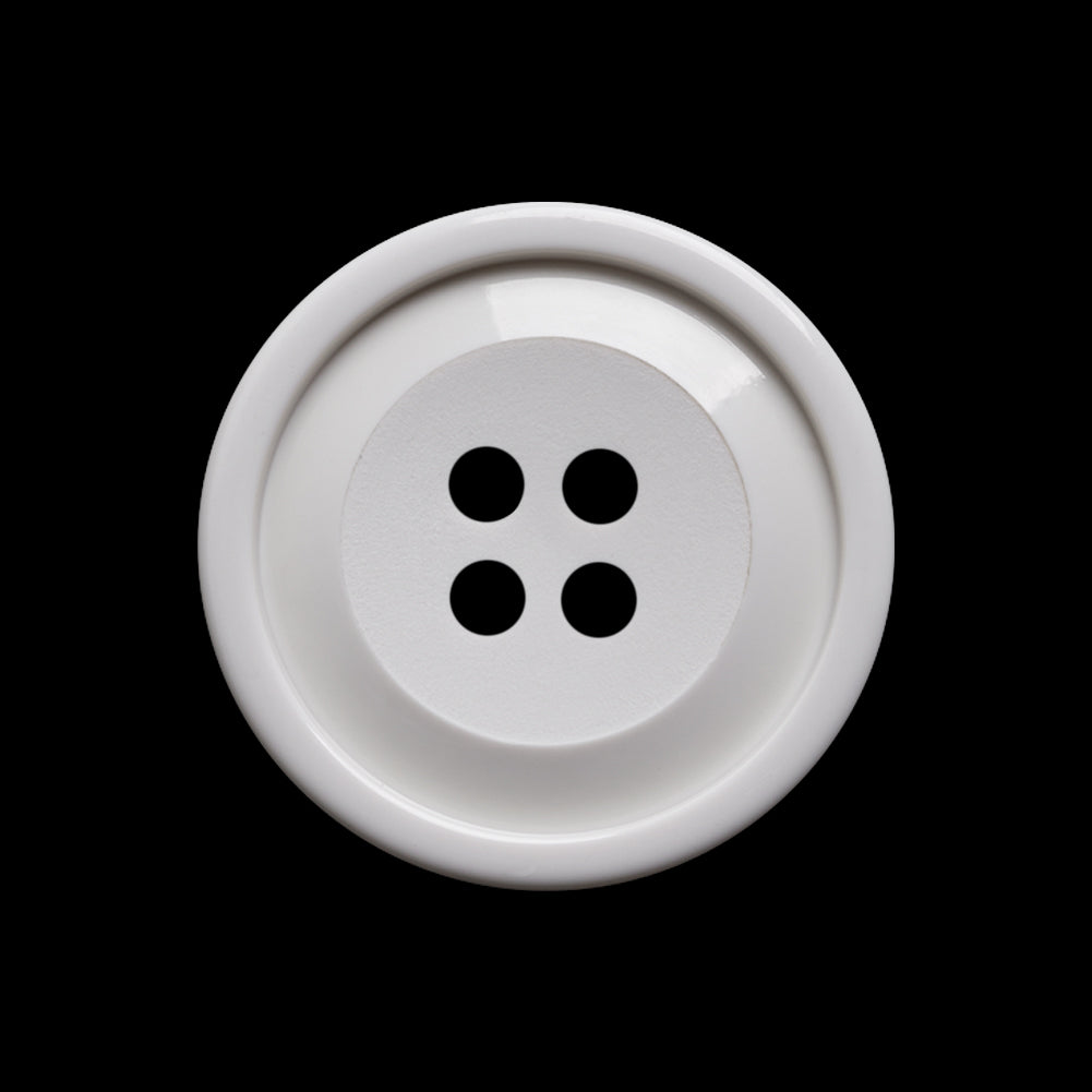 Pale Gray Raised Center and Rim Plastic 4-Hole Button - 40L/25.5mm