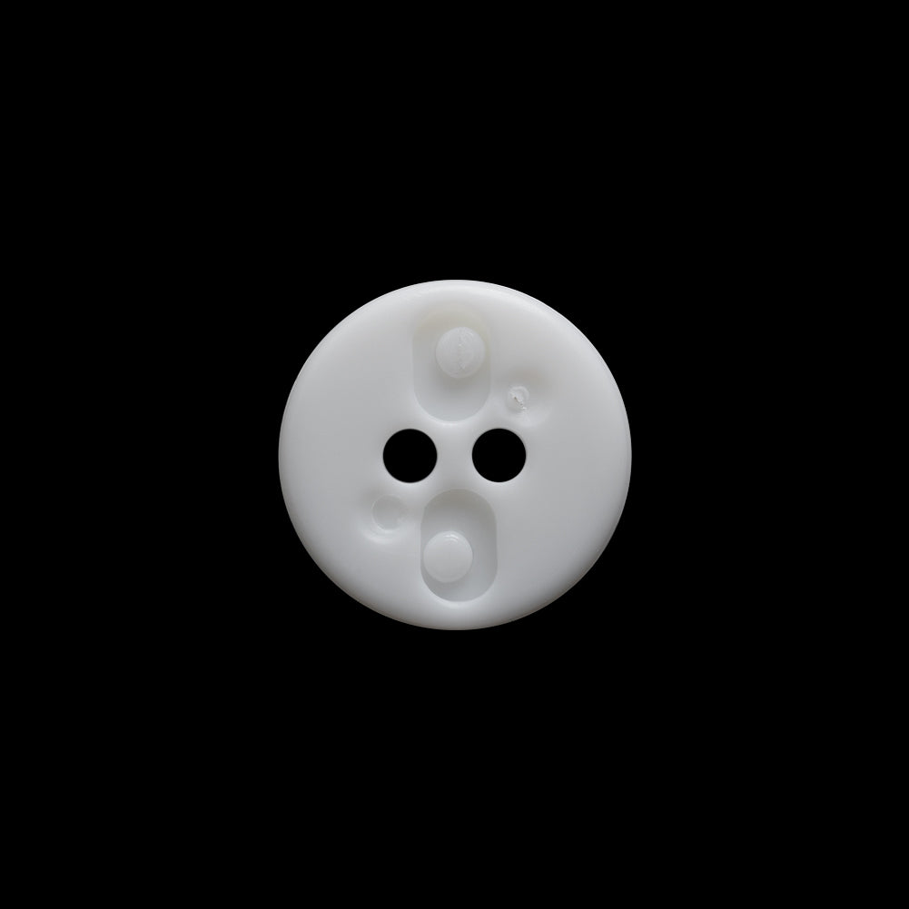 White Decorative Notched Rim Two Piece Plastic 2-Hole Button - 24L/15mm Detail