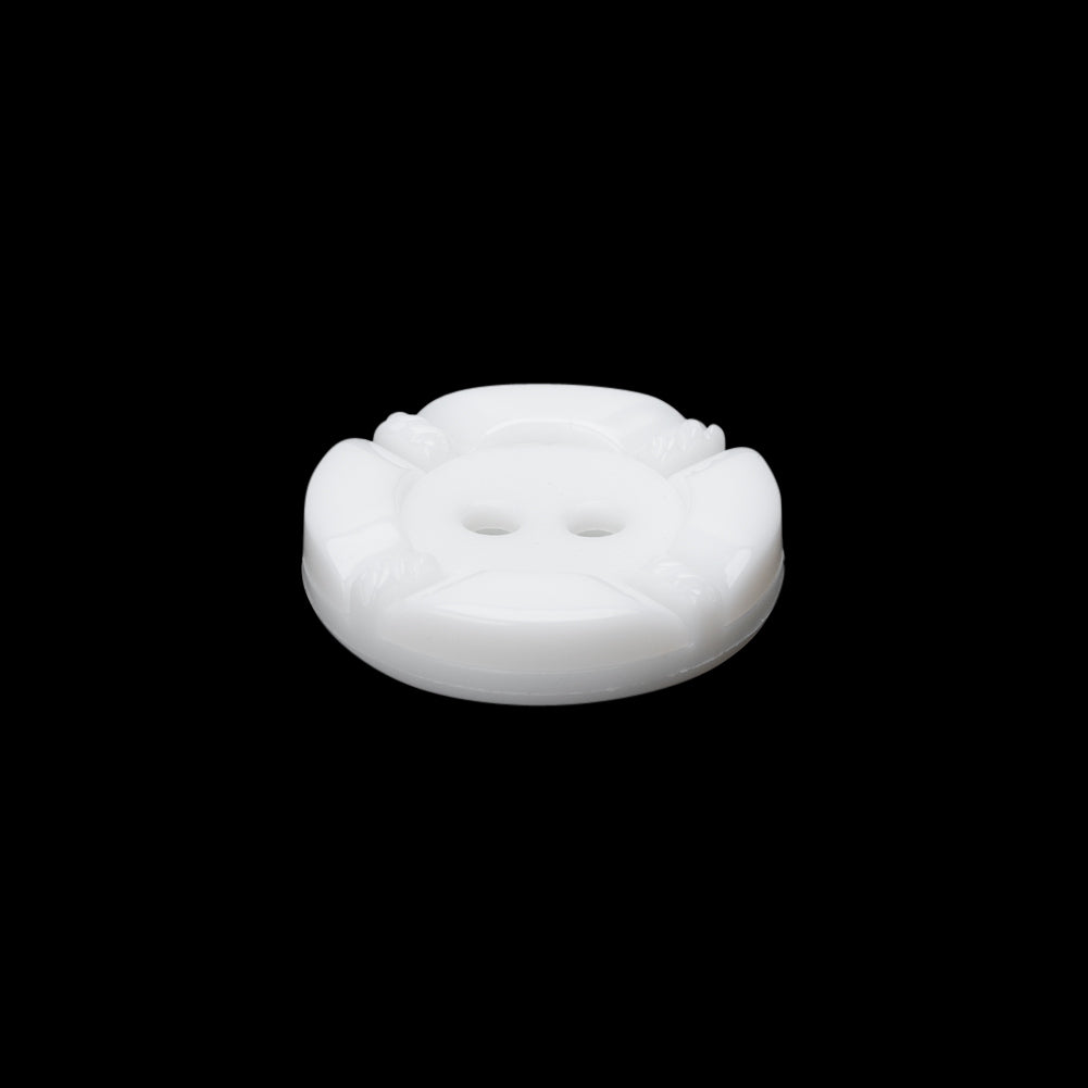 White Decorative Notched Rim Two Piece Plastic 2-Hole Button - 30L/19mm Folded