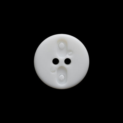 White Decorative Notched Rim Two Piece Plastic 2-Hole Button - 30L/19mm Detail
