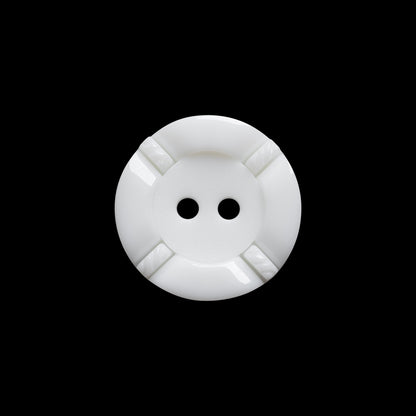 White Decorative Notched Rim Two Piece Plastic 2-Hole Button - 30L/19mm