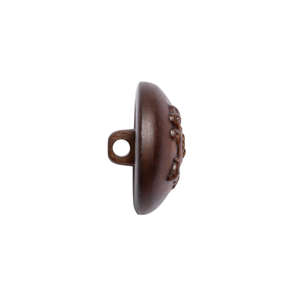 Half Dome Plastic Shank Back Button - Bordeaux Coat of Arms Embossed - 30L/19mm Folded